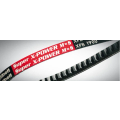 Schwarzes und rotes Band mit weißer Aufschrift „Super X-POWER M=5“
