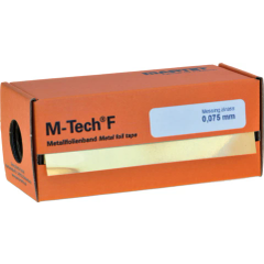 Orangefarbene Schachtel mit Aufdruck „M-Tech F“ und „0,075 mm“