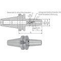 Technische Schnittzeichnung und 3D-Ansicht eines konischen Werkzeugs
