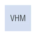 Schwarze Buchstaben „VHM“ auf hellem Quadrat
