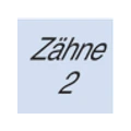Schriftzug „Zähne 2“ in Schwarz auf hellem Hintergrund