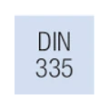 Schriftzug „DIN 335“ auf hellem Quadrat