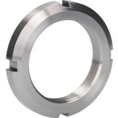 Silberfarbener Ring mit Innengewinde und Aussparungen