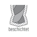 Graues, schraffiertes Symbol mit der Beschriftung „beschichtet“