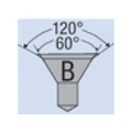 Graues Bauteil mit den Zahlen 120° und 60° sowie B