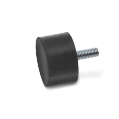 Schwarzer zylindrischer Knopf mit Gewindebolzen