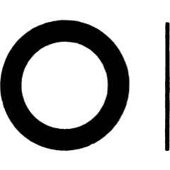 Schwarzer Ring neben einem vertikalen schwarzen Strich