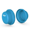 Zwei blaue runde Bauteile mit SKF-Schriftzug, eines geöffnet