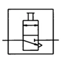 Schwarze schematische Zeichnung eines zylindrischen Bauteils