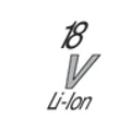 Schwarze Aufschrift „18 V Li-Ion“