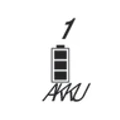 Schwarze stilisierte Zahl 1 über einem Symbol mit Buchstaben
