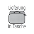 Tasche mit Reißverschluss und Aufschrift „Lieferung in Tasche“