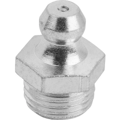 Silberfarbenes Metallteil mit Sechskant und Gewinde