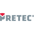 Graues Logo mit rotem Symbol und Schriftzug RETEC