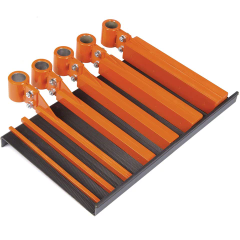 Orange-schwarze Leiste mit fünf zylindrischen Halterungen