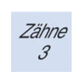 Schriftzug „Zähne“ über der Zahl 3