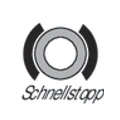 Schwarzes und graues rundes Logo mit Schriftzug „Schnellstop“