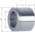 Zylindrisches Metallteil mit Bohrung und Maßpfeilen d1, d2, l1