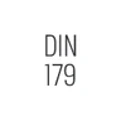 Schwarze Aufschrift „DIN 179“
