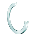 Gebogener, offener, hellblauer 3D-Ring in C-Form