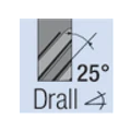 Schwarze Linien mit Pfeil, 25° und Drall