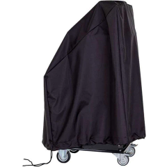 Schwarze Abdeckung über einem rollbaren Gestell