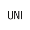 Schwarze Buchstaben „UNI“ auf weißem Grund