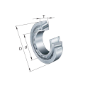 Aufgeschnittener silberner Ring mit Maßlinien und Buchstaben D, d, T