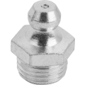 Silberfarbenes Metallteil mit Sechskant und Gewinde