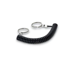 Schwarze Spiralschnur mit zwei Metallringen
