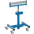 Blaue Rollvorrichtung mit Metallrolle und vier Lenkrollen