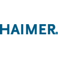 Blaue Schrift „HAIMER“ mit ®-Symbol