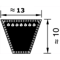 Schwarze Trichterform mit Maßangaben ≈13 und ≈10