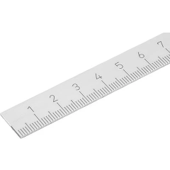 Schräg liegendes Lineal mit Skala und Zahlen 1 bis 7