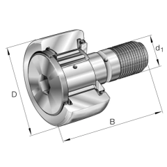 Metallisches Bauteil mit Gewinde und Maßlinien