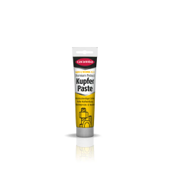 Gelbe und schwarze Tube mit der Aufschrift „Kupfer Paste“
