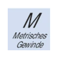 Schwarze stilisierte Linien über dem Text „Metrisches Gewinde“