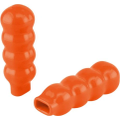 Zwei orange geriffelte zylindrische Formen